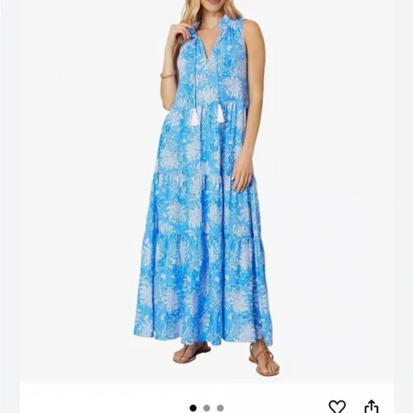 Lilly Pulitzer Malone Cotton Maxi Dress 🤍💙 - Picture 2 of 14